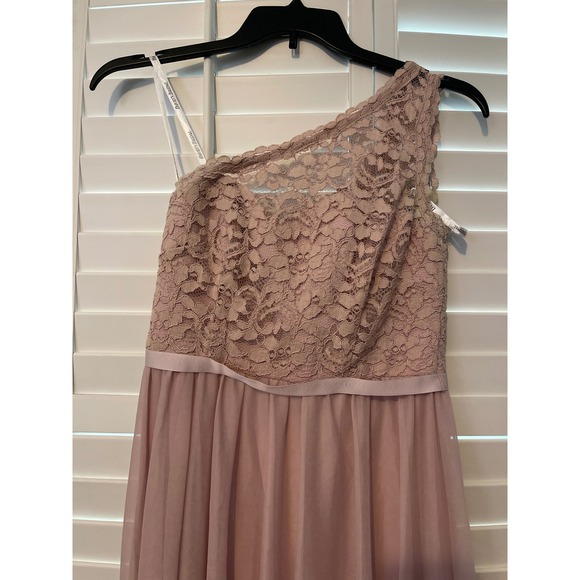 Davids Bridal one shoulder lace bodice dress - Picture 2 of 8